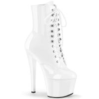 SKY-1020 sexy Pleaser Damen High-Heels Plateaustiefeletten weiss Lack günstig