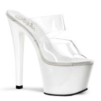 SKY-302 Pleaser high heels platform two-band slide clear white