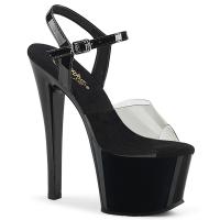 SKY-308-1 Pleaser high heels platform ankle strap sandal smoke black