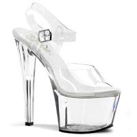 SKY-308 Pleaser high heels platform ankle strap sandal transparent