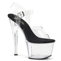 SKY-308 Pleaser high heels platform ankle strap sandal clear black insole
