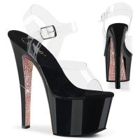 SKY-308CRS Pleaser high heels platform sandal clear black champagne contrast rhinestones
