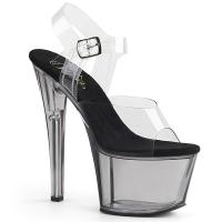 SKY-308T Pleaser high heels platform ankle strap sandal transparent smoke tinted
