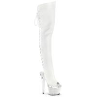 SPECTATOR-3030 Pleaser high heels textured platform tigh high boot clear white matte