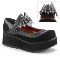 SPRITE-09 DemoniaCult platform mary jane pump bat cut-out black matte velvet