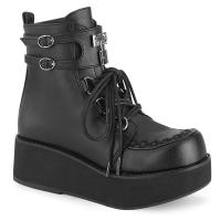 SPRITE-70 DemoniaCult vegan platform d-ring lace-up front ankle boot black matte