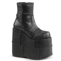 STACK-201 DemoniaCult platform ankle boot patching details black matte