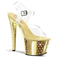 STARDUST-708 Pleaser high heels platform sandal clear gold chrome rhinestones