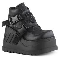 STOMP-15 DemoniaCult wedge platform bootie black snap buckles ventilator detail