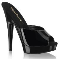 SULTRY-601 Fabulicious gel insole high heels platform peep toe slide black