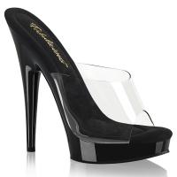 SULTRY-601 Fabulicious High Heels komfortable Plateaupantoletten klar schwarz