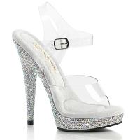 SULTRY-608DM Fabulicious vegane Damen High Heels Plateausandaletten klar Strass