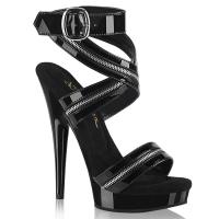 SULTRY-619 Fabulicious vegane High Heels Plateauandaletten Zipperstyle schwarz Lack