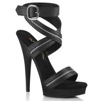 SULTRY-619 Fabulicious High Heels Plateauandaletten Zipperstyle schwarz Lederoptik