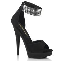 SULTRY-625 Fabulicious vegan platform d'Orsay sandal rhinestone ankle cuff black suede matte