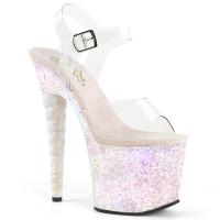 UNICORN-708LG Pleaser high heels platform sandal unicorn heel clear opal multi glitter