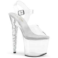 UNICORN-708RSH Pleaser high heels ankle strap sandal clear spiral AB rhinestones