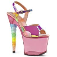 UNICORN-711T Pleaser High-Heels Plateausandaletten Einhornabsatz pink getönt