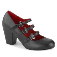 VIVIKA-38 DemoniaCult vegan mary jane round toe bat buckle straps black matte