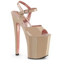 XTREME-809TT Pleaser high heels platform sandal nude patent rose gold chrome