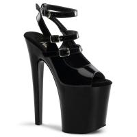 XTREME-873 Pleaser high heels platform ankle strap sling sandal black patent