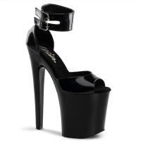 XTREME-875 Pleaser high heels platform dual ankle cuffs sandal black patent