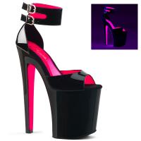 XTREME-875TT Pleaser high heels platform dual ankle cuffs sandal black hot pink