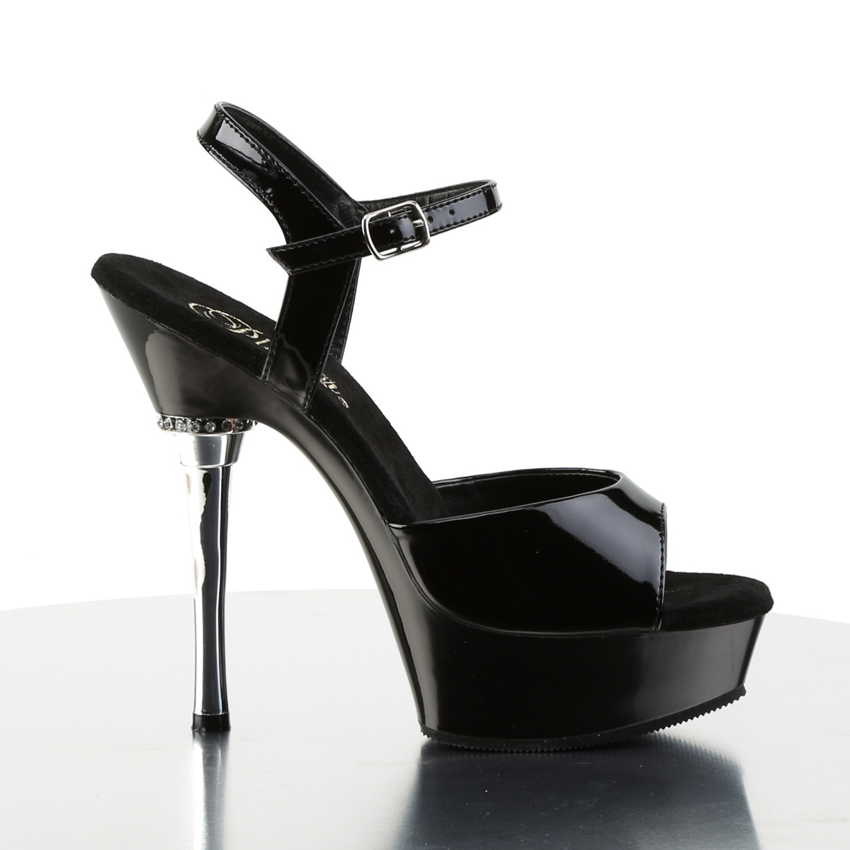 ALLURE-609 Pleaser high heel ankle strap sandal leather innersole black ...