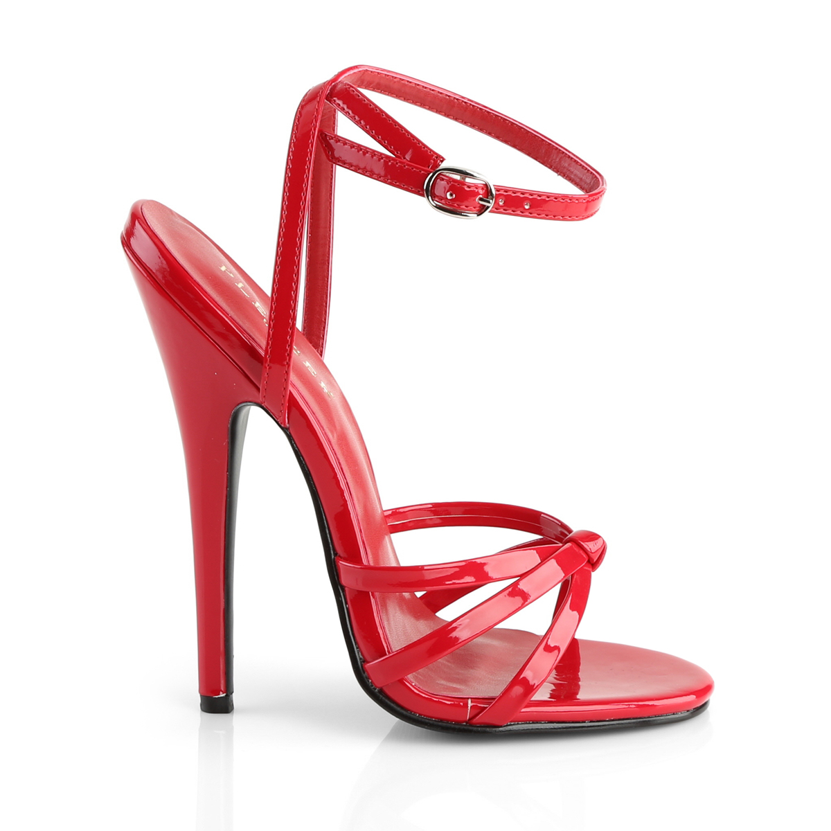 DOMINA-108 Devious high heels ankle wrap sandal red patent - Schuh ...
