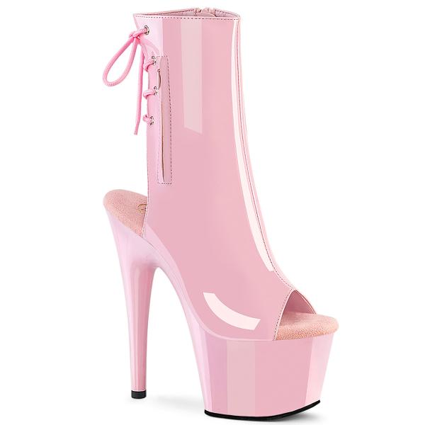 ADORE-1018 Pleaser high heels platform open toe ankle boot baby pink patent