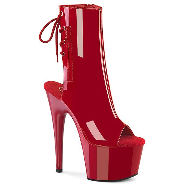 ADORE-1018 Pleaser high heels platform open toe ankle boot red patent