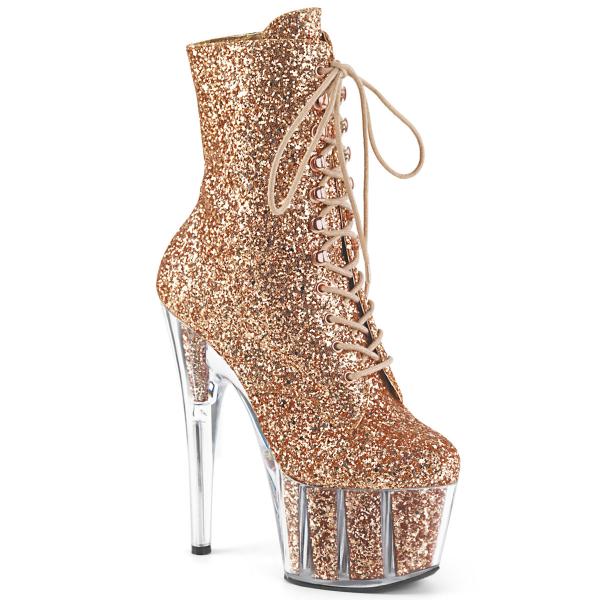 ADORE-1020G Pleaser High-Heels Plateaustiefeletten roségold Glitter