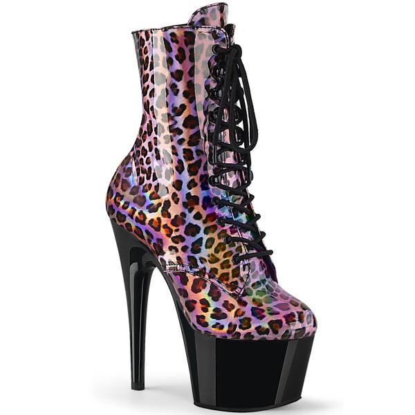 ADORE-1020LP Pleaser high heels platform ankle boot pink hologram leo print