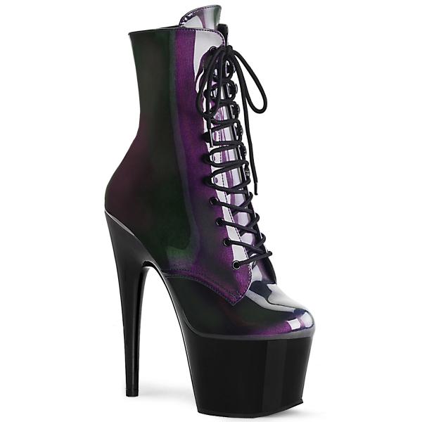 ADORE-1020SHG Pleaser High Heels Plateaustiefeletten Airbrush lila-oliv Lack