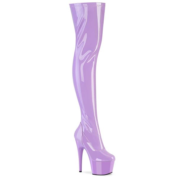 ADORE-3000 Pleaser high-heels platform overknee boots lavender stretch patent