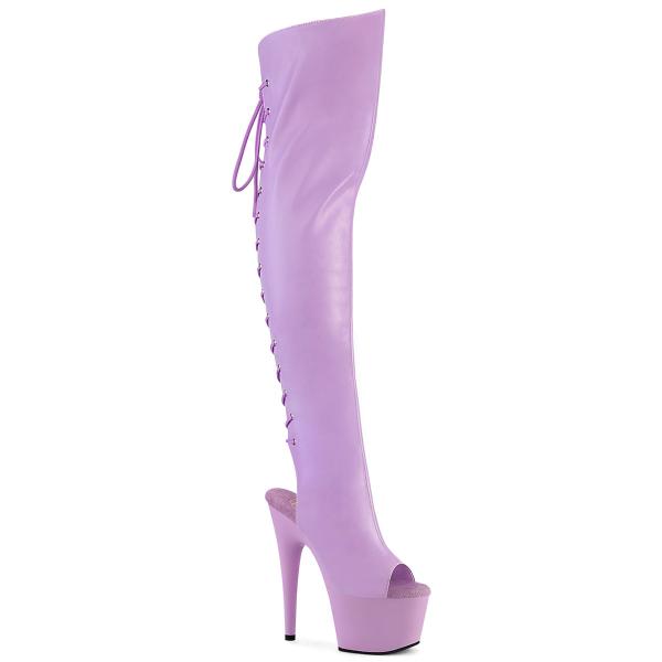 ADORE-3019 Pleaser High-Heels Plateau Overkneestiefel lavendel Matt Fersen- Zehenfrei