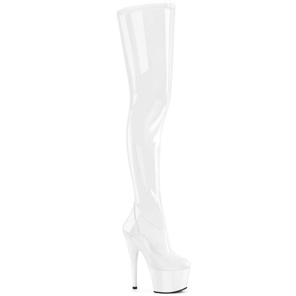 ADORE-4000 Pleaser vegan platform stretch crotch booth white stretch pate