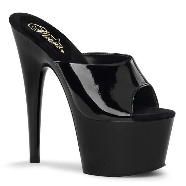 ADORE-701 Pleaser High-Heels Plateaupantoletten schwarz Lack