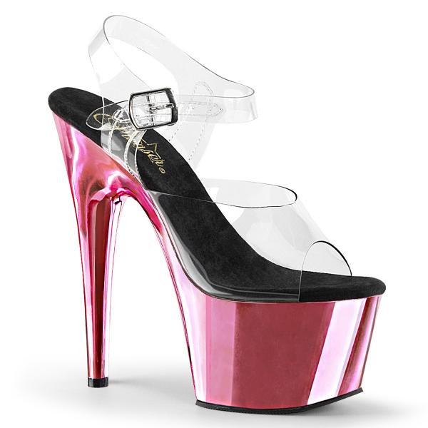 ADORE-708 Pleaser High-Heels Plateausandaletten transparent babypink Chrom