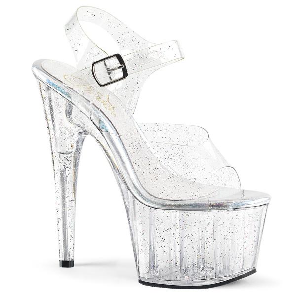 ADORE-708MMG Pleaser high heels platform sandal transparent mini glitter