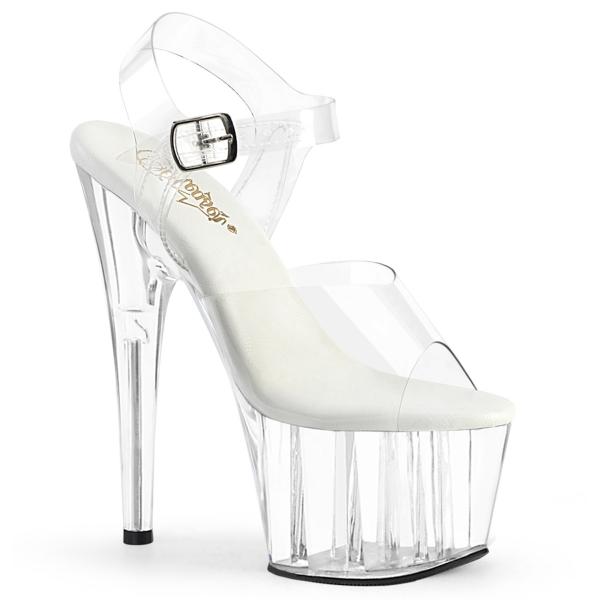 ADORE-708VL Pleaser vegan high heels ankle strap sandal smooth insoles clear