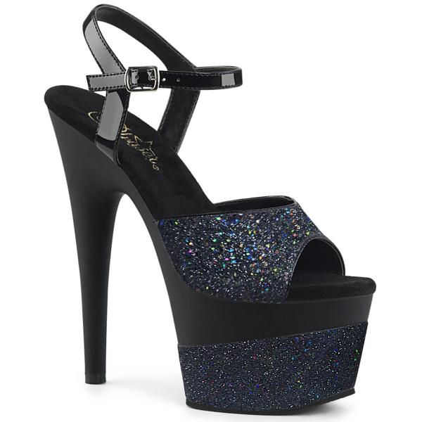 ADORE-709-2G Pleaser High-Heels Plateau Sandaletten schwarz Multi Glitter