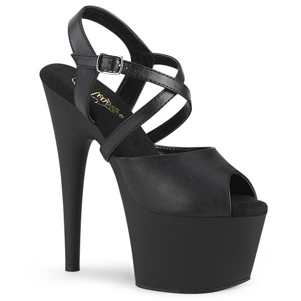 ADORE-724 vegan platform peep toe sandal criss cross strap black matte