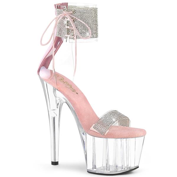 ADORE-727RS Pleaser vegan platform close back ankle cuff sandal rhinestone baby pink