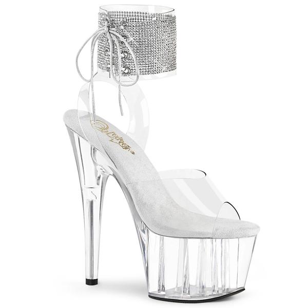 ADORE-791-2RS Pleaser vegan rhinestone ankle cuff platform sandal clear