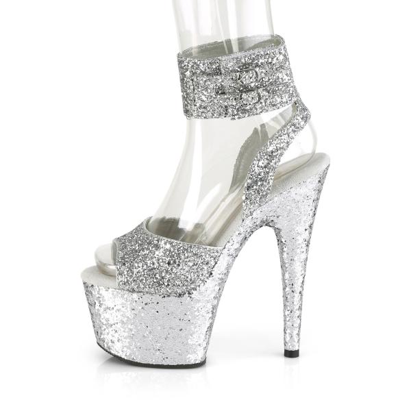 Jumex High Heels Pumps Glitzer Strass Silber B8529 Belleza