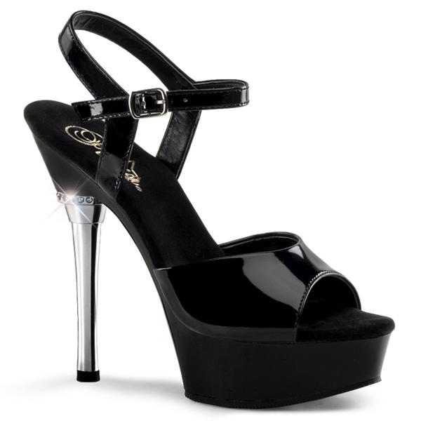 ALLURE-609 Pleaser high heel ankle strap sandal leather innersole black ...