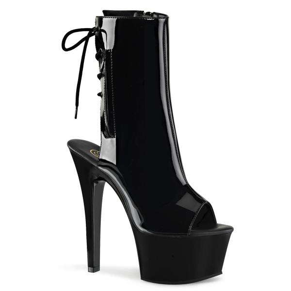 ASPIRE-1018 Pleaser High Heels Open Toe Platform Ankle Boot black patent