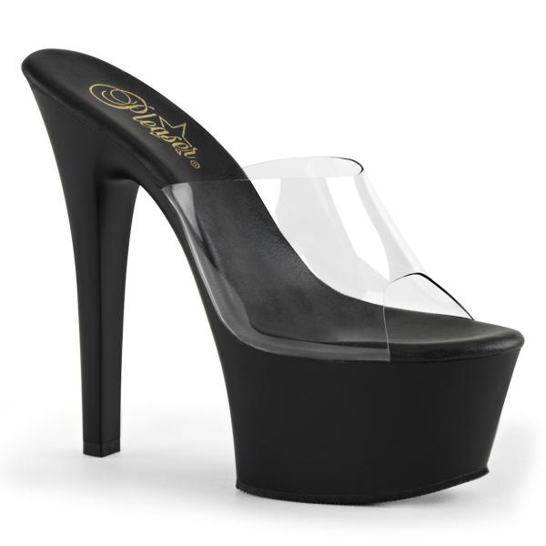 ASPIRE-601 Pleaser high heels platform slide clear black vegan insole