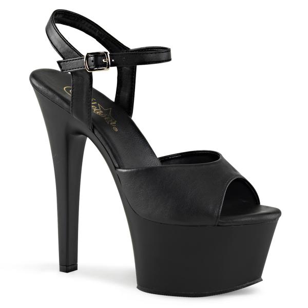 ASPIRE-609 Pleaser high heels vegan platform ankle strap sandal black matte